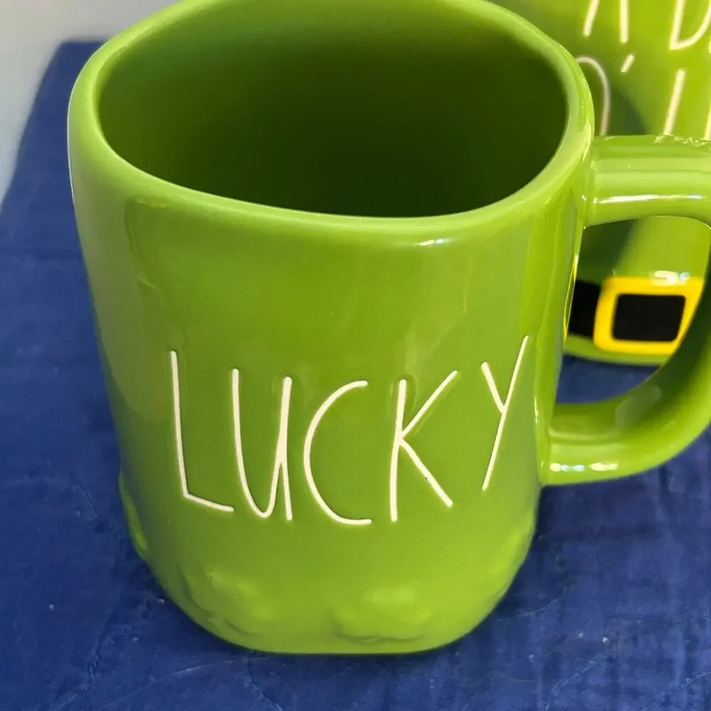 Rae Dunn St Patrick’s Day Mug Set Lucky Kiss Me + Cookie Jar Green Holiday